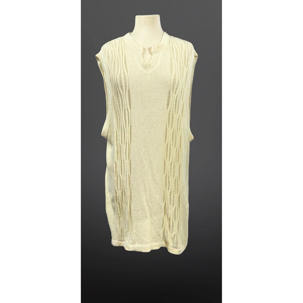 Vintage Jordan jw23 Men's XXL Sweater Vest Wave Knit Cream Y2K Oversized Tunic